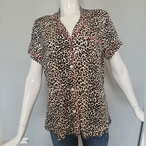 Knix X Betsey Johnson Leopard Print Modal Sleep Top, BNWT, Size M